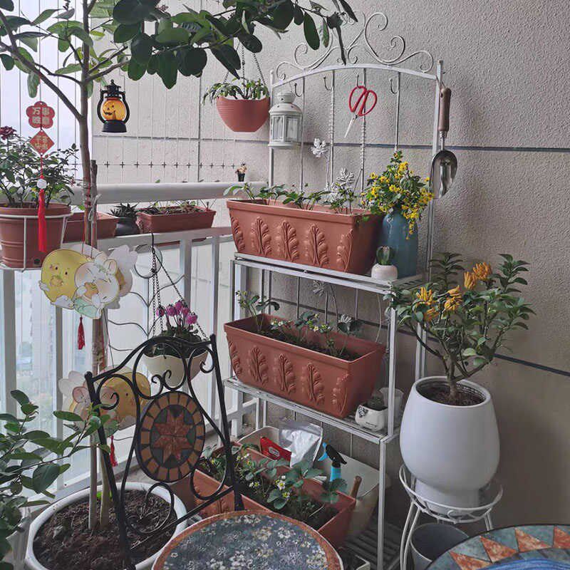 美式复古铁艺置物架庭院阳台花架落地G式展示架花园装饰多层花盆