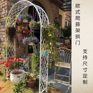 铁艺拱门欧式铁艺架子园艺户外庭院花架花园N月季爬藤架鲜花网格