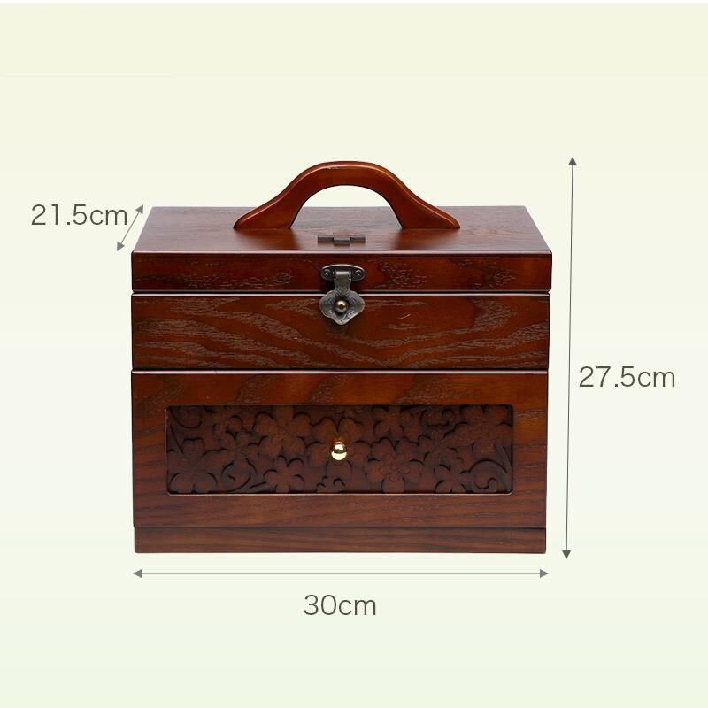 复古木质手提医药箱家用大号急救箱木制医疗箱家庭药Y品药物收纳