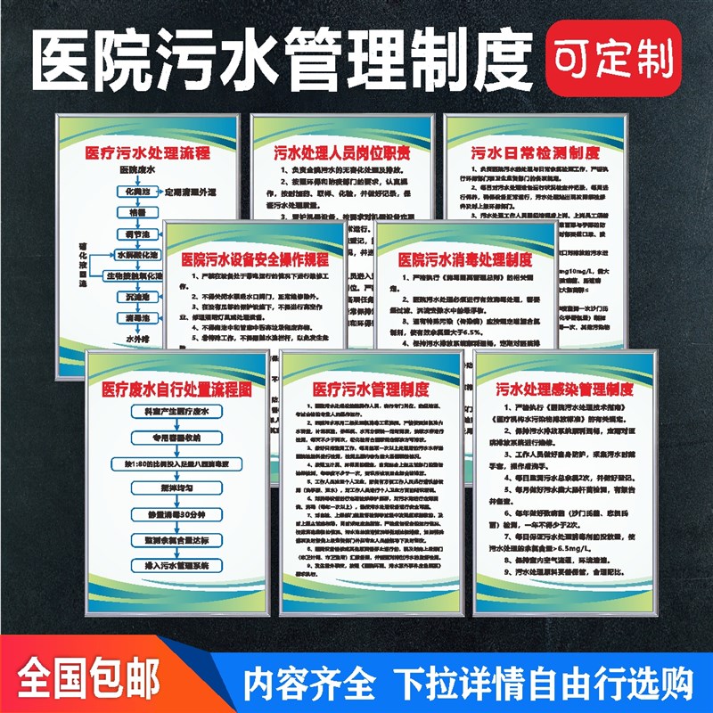 医院污水处理管理制度上墙牌门诊处理流K程图设备安全操作人员职