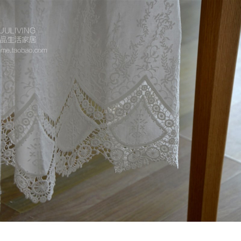 法式ins白色h蕾丝花朵刺绣清新高级轻奢纯棉餐桌布盖布台布茶几布