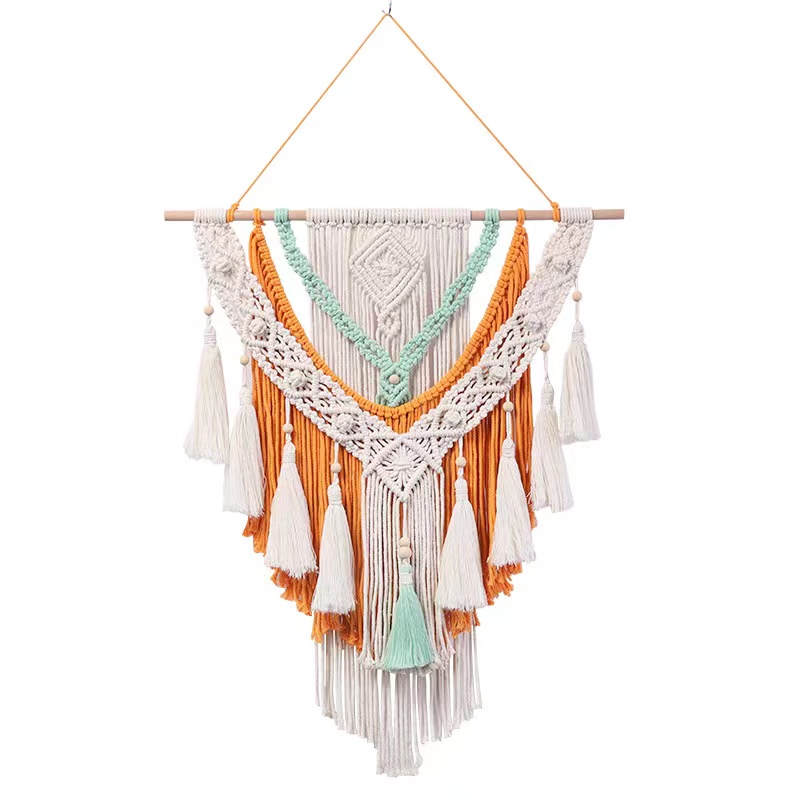 彩色棉线手工编织挂毯 电视背景墙面F玄关挂饰墙上装饰品挂件壁挂