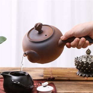 粗陶茶炉炭炉电陶炉p可煮陶壶烧水壶煮茶壶功夫茶具侧把陶瓷茶壶
