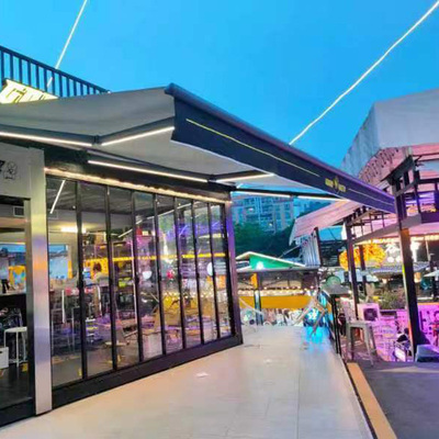 商铺折叠伸缩棚手摇电动收缩w式阳台遮阳篷篷布户外庭院门面遮雨