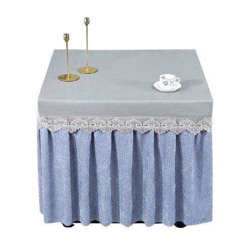 全包雪尼尔e连体裙摆四季皮革桌罩套烤火桌麻将防水防油免洗正方