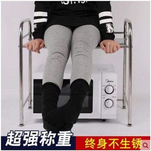 不锈钢厨房微波炉置物架台面架子落E地放锅调味料电饭煲烤箱2层架