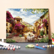 数字油画diy填充手绘浪漫花园小镇椅子手工填色风景油.彩丙烯画画
