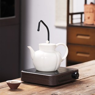 煮茶壶烧水器碗型煮茶器白v霜釉大容量单壶陶壶自动上水家用电陶