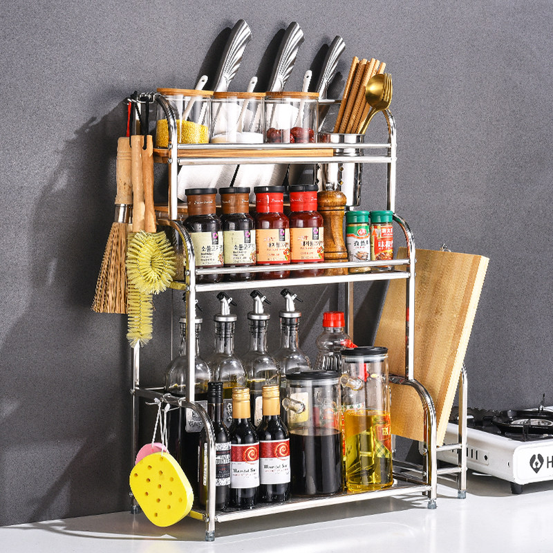 厨房置物架落地j不锈钢调味架调料架刀架油盐酱醋收纳架灶台储物,厨房/烹饪用具,厨房置物架/置物柜/角架,淘宝优惠券,粉丝福利购,淘宝优惠卷