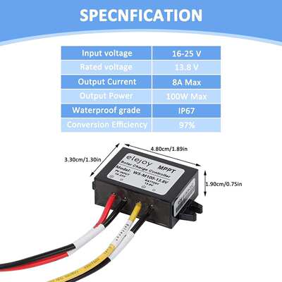 8 Amp 13.8V 100W MPPT Solar Charge Controller