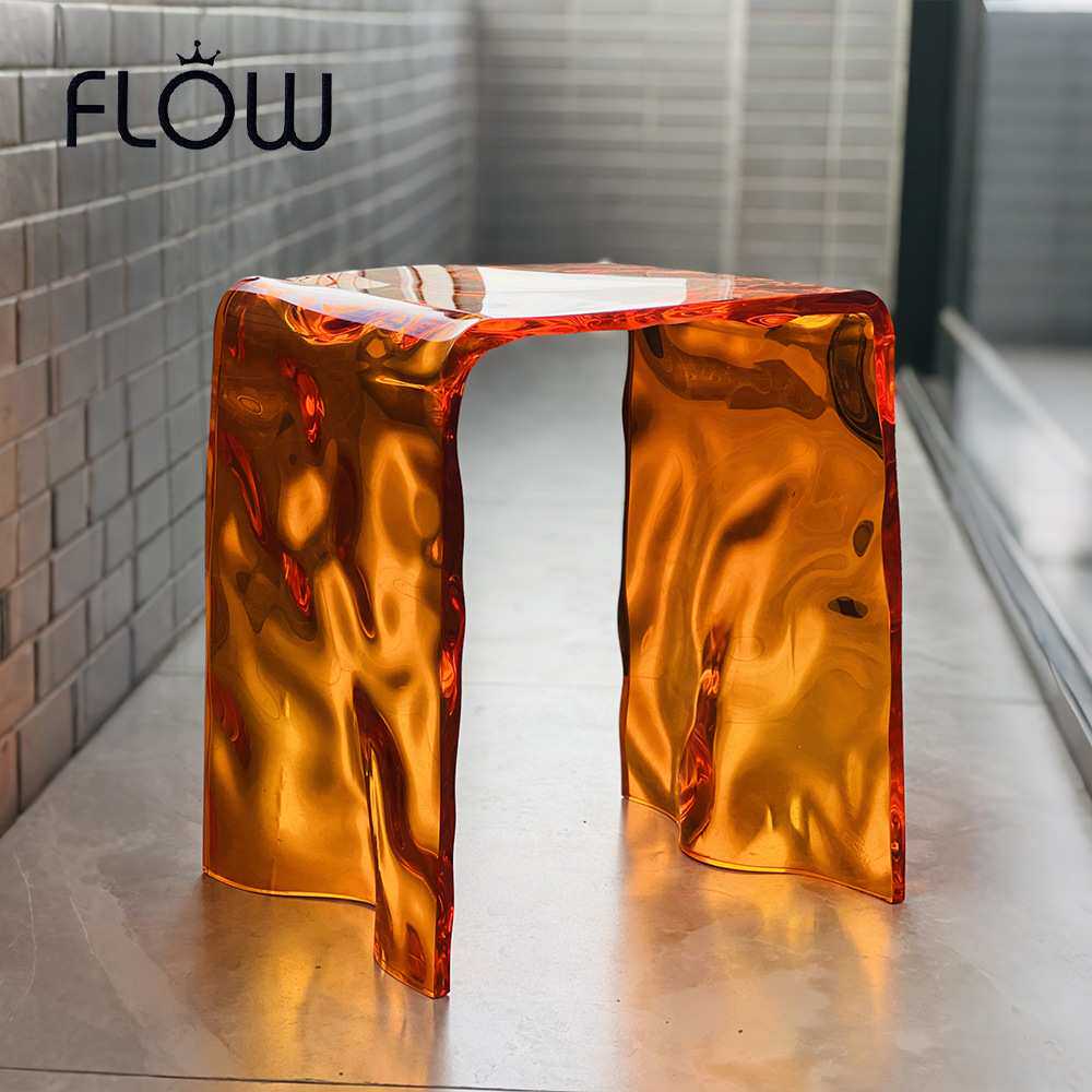 彩虹凳换鞋亚克力椅子休闲凳透明浴室凳子波纹矮凳网红ins梳妆凳