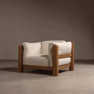 北欧樱桃木全实木沙发现代简约日式小户型客厅原木色布艺组合家具