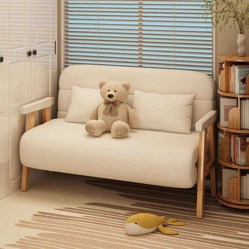 小户型卧室沙发床新款折叠实木床阳台客厅双人伸缩多功能留宿床