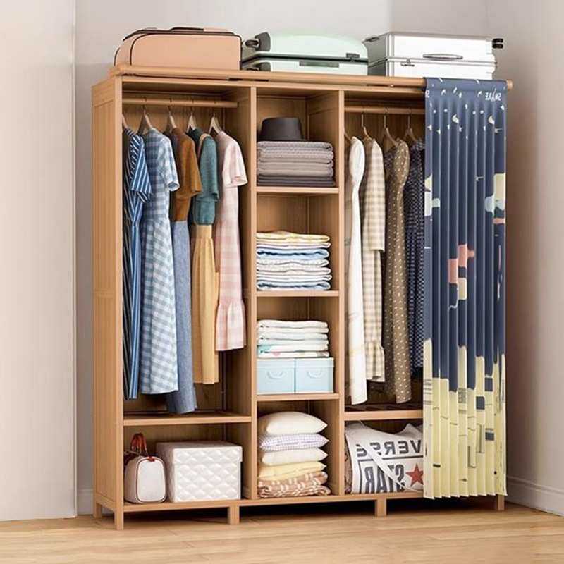 楠竹子简易布衣柜出租房屋家用卧室经济型儿童组装收纳小柜子衣橱