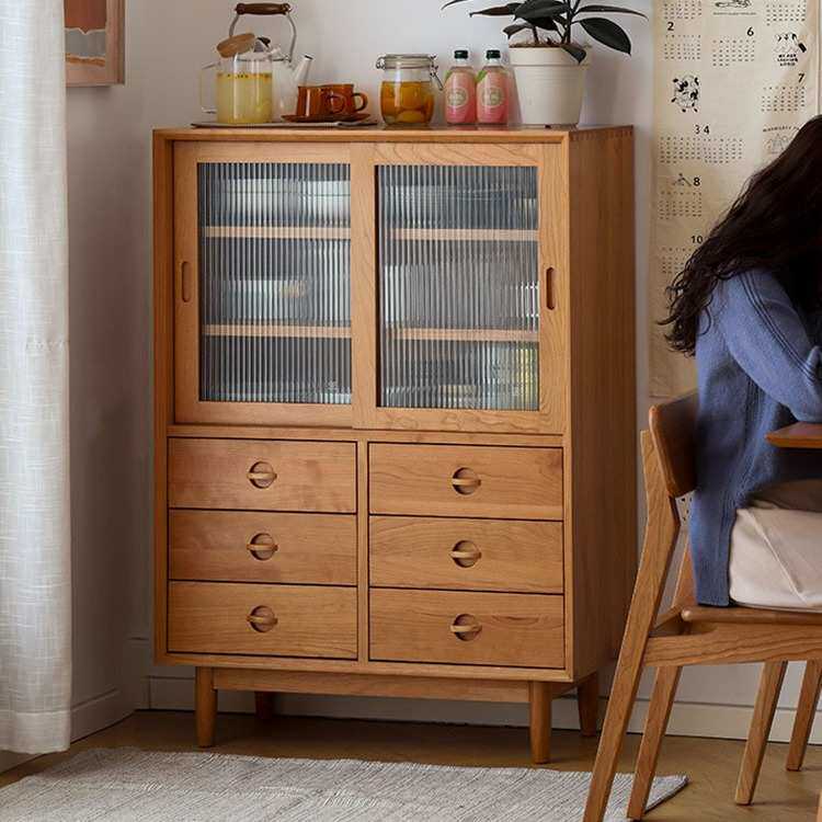 北欧实木餐边柜 家用小户型多功能抽屉茶水柜厨房收纳碗柜储物柜