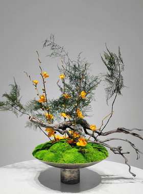 新中式创意永生苔藓仿真花艺摆件客厅展厅玄关绿植盆栽装饰品摆件