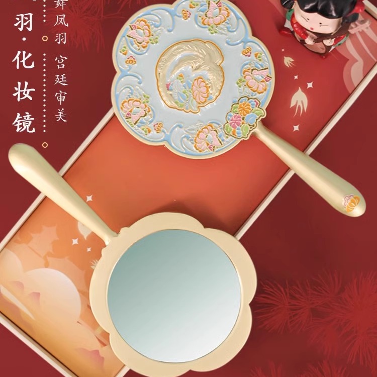 西安博物馆文创随身手持镜子化妆花舞凤羽金鸾仕女历史纪念美人