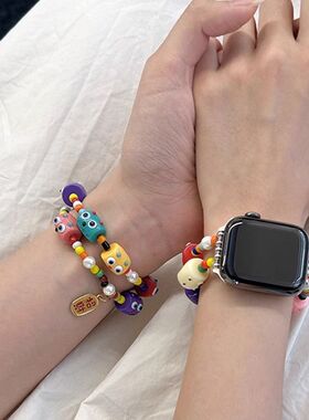 适用iwatchS9/8Ultra表带Applewatch7654321苹果SE手表小怪兽彩色