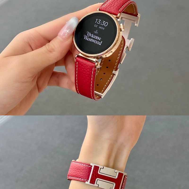 适用华为GT6/GT5/GT4/GT3/GT2真皮荔枝纹H扣表带watch5/4/3/2pro