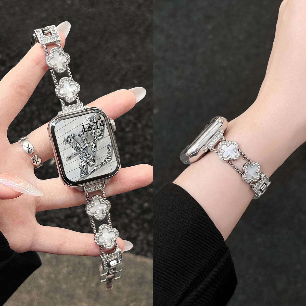 适用Applewatchs10表带新款金属链条苹果s9/8/7/se手表带夏季小众