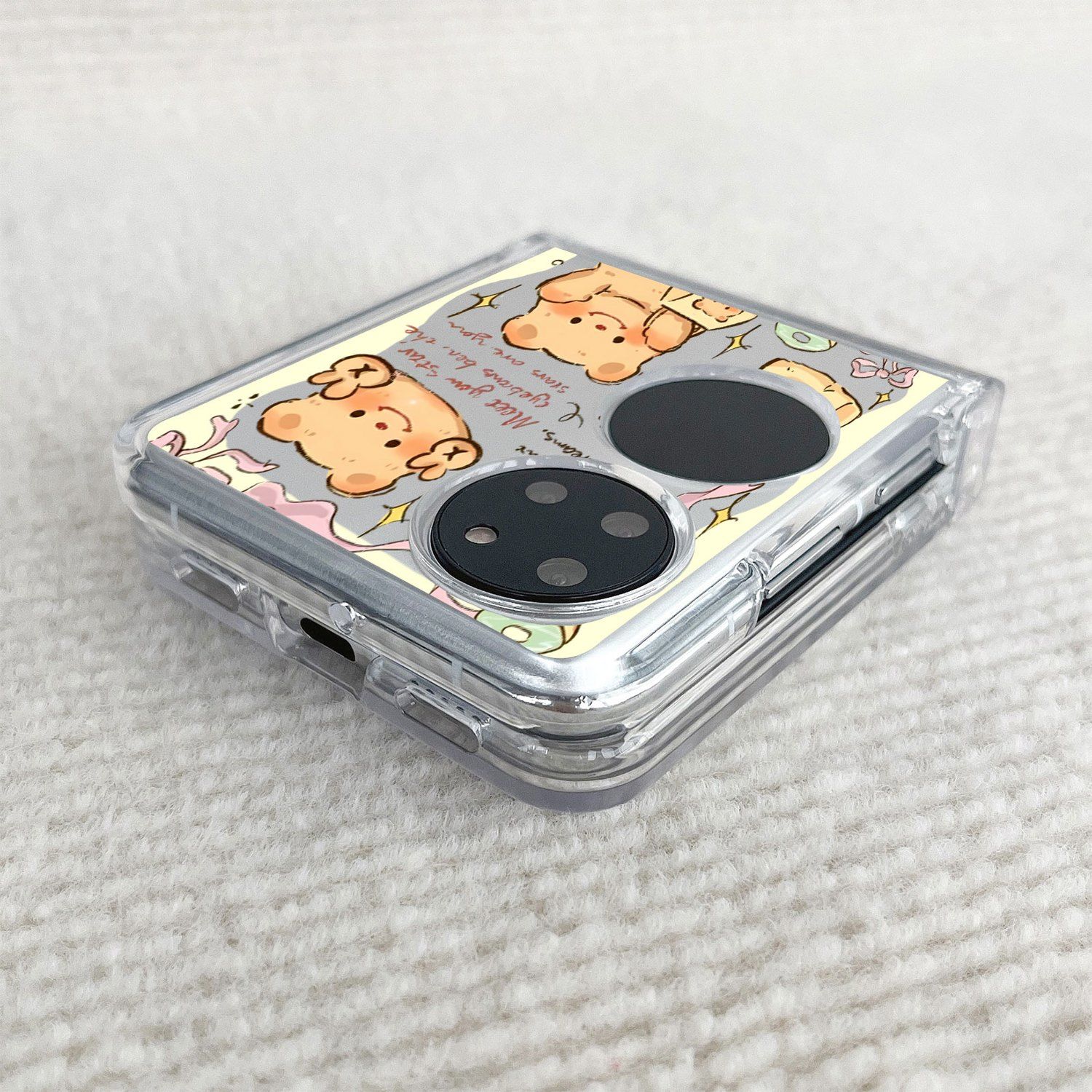 2533小熊面包适用pockets华为手机壳p50pocket折叠屏oppofindn3/2
