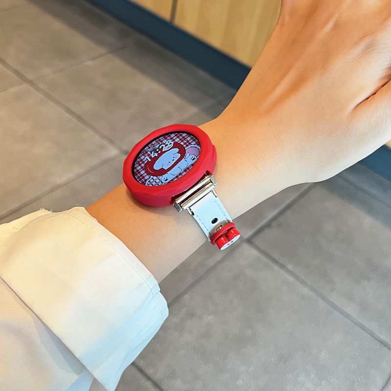 红苹果适用华为gt6/gt5表带watch5新款女款gt4拼色纤皮质41