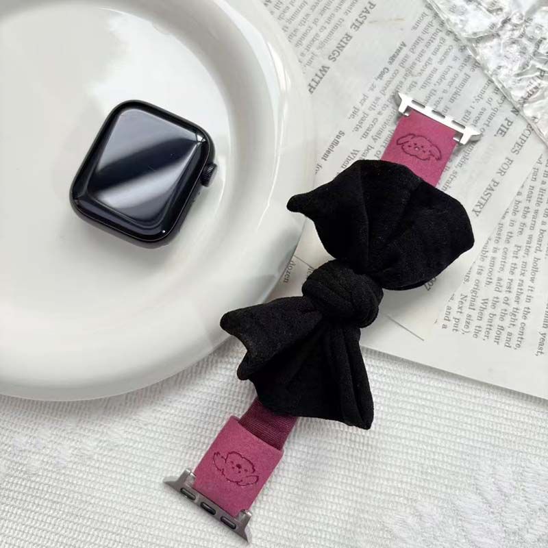 小狗蝴蝶结发圈弹力手环腕带适用小米9pro表带苹果华为手表秋冬