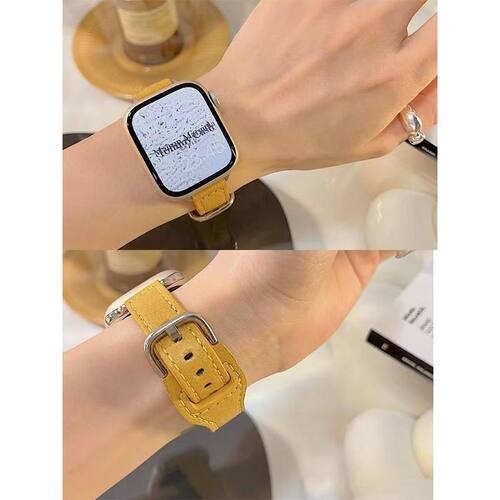 ins小米手环8/9pro表带小蛮腰皮质高级适用红米watch4/5细款真皮