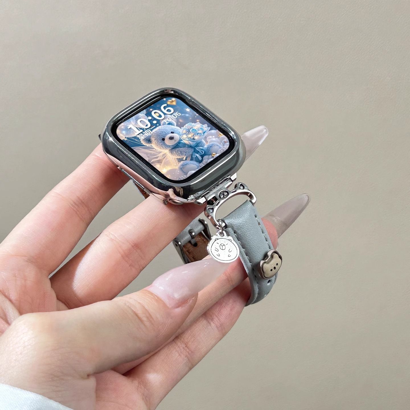 适用iWatchS11表腕带苹果手表小蛮腰平纹皮质Applewatch10987小众