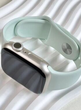 适用AppleWatchS10液态硅胶表带苹果手表表带S9876SEiWatch全系列