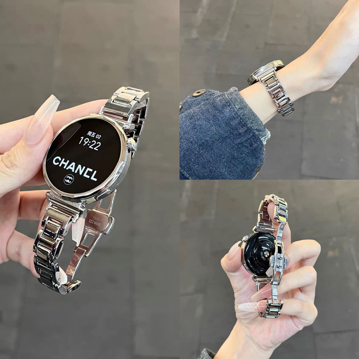 适用gt5gt6华为表带金属watch5/4/3三株gt4/gt3钢带watch4荣耀GS4