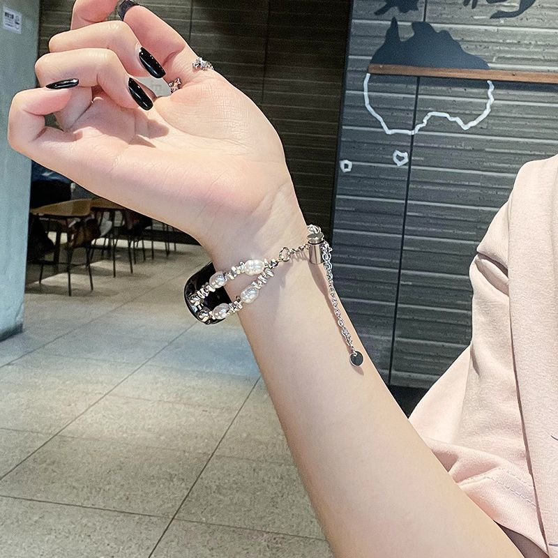 适用小米手环8/9nfc腕带金属高级7/6/5/4创意女生珍珠链夏天表带