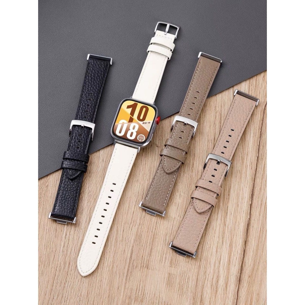 适用荣耀手表X5/2i/fit表带皮质watch5荔枝纹亲选2i真皮fit腕带