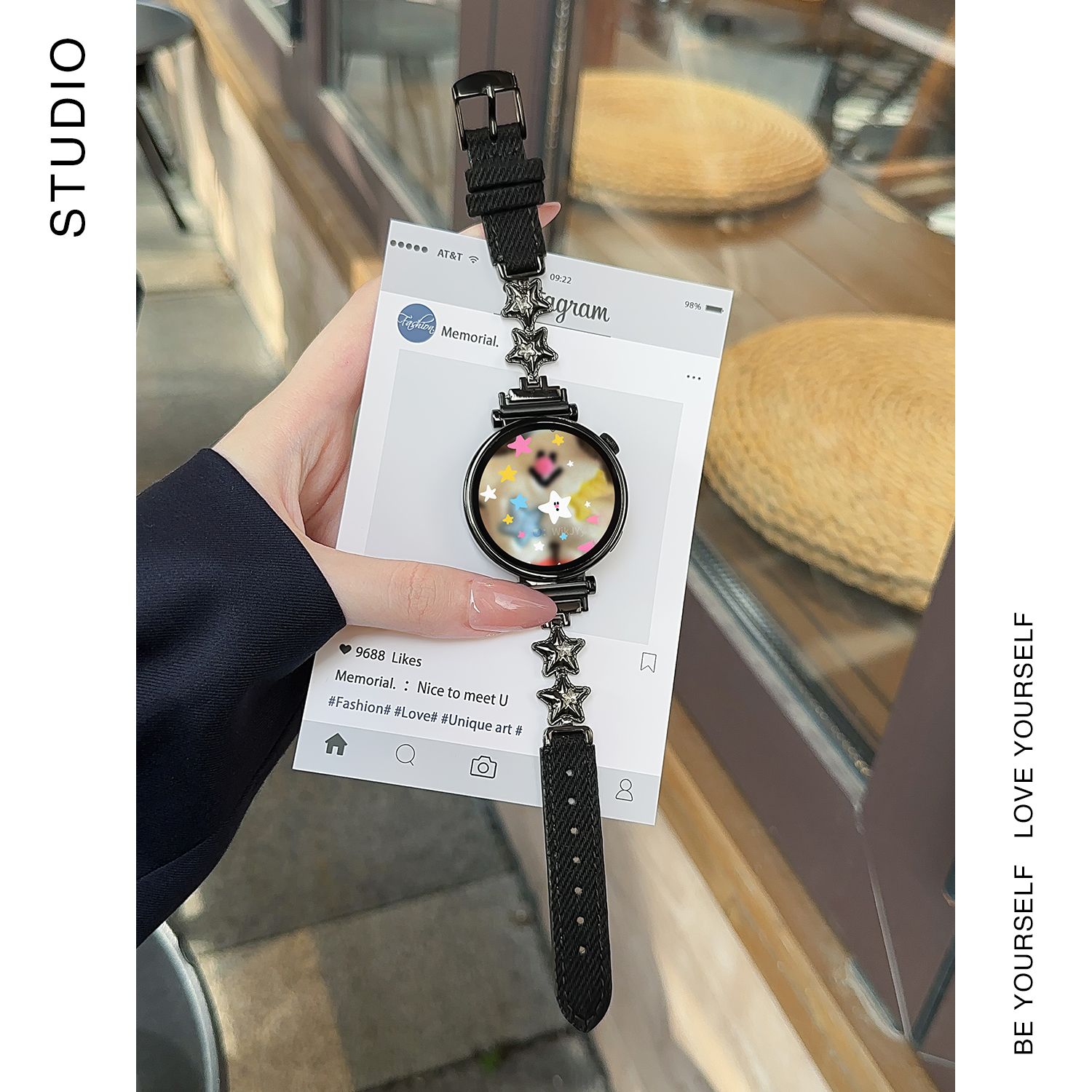 适用镶钻星星牛仔适用vivo watch5/3/2/GT手表表带帆布皮质iQOOGT