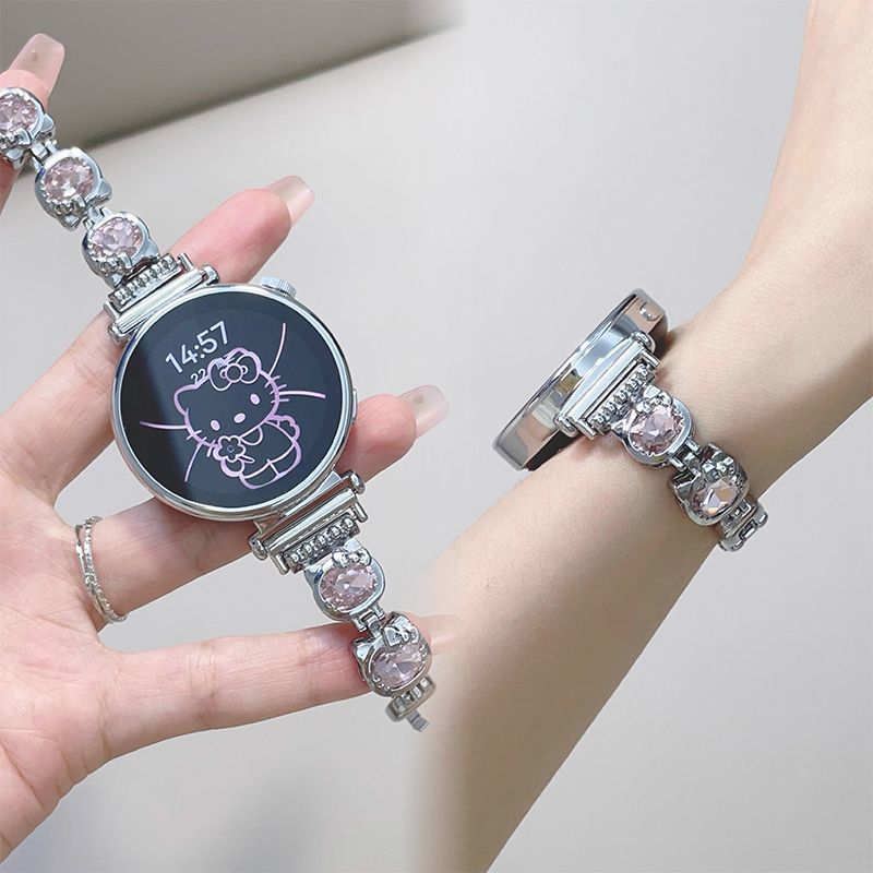 适用凯蒂猫水晶闪钻金属适用iQOOwatch5表带VIVO5/3/2/1替换手表