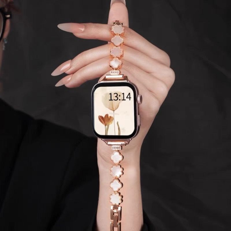 适用荣耀亲选2i/5/4手表带金属贝母watch4带钻香风荣耀手表5腕带