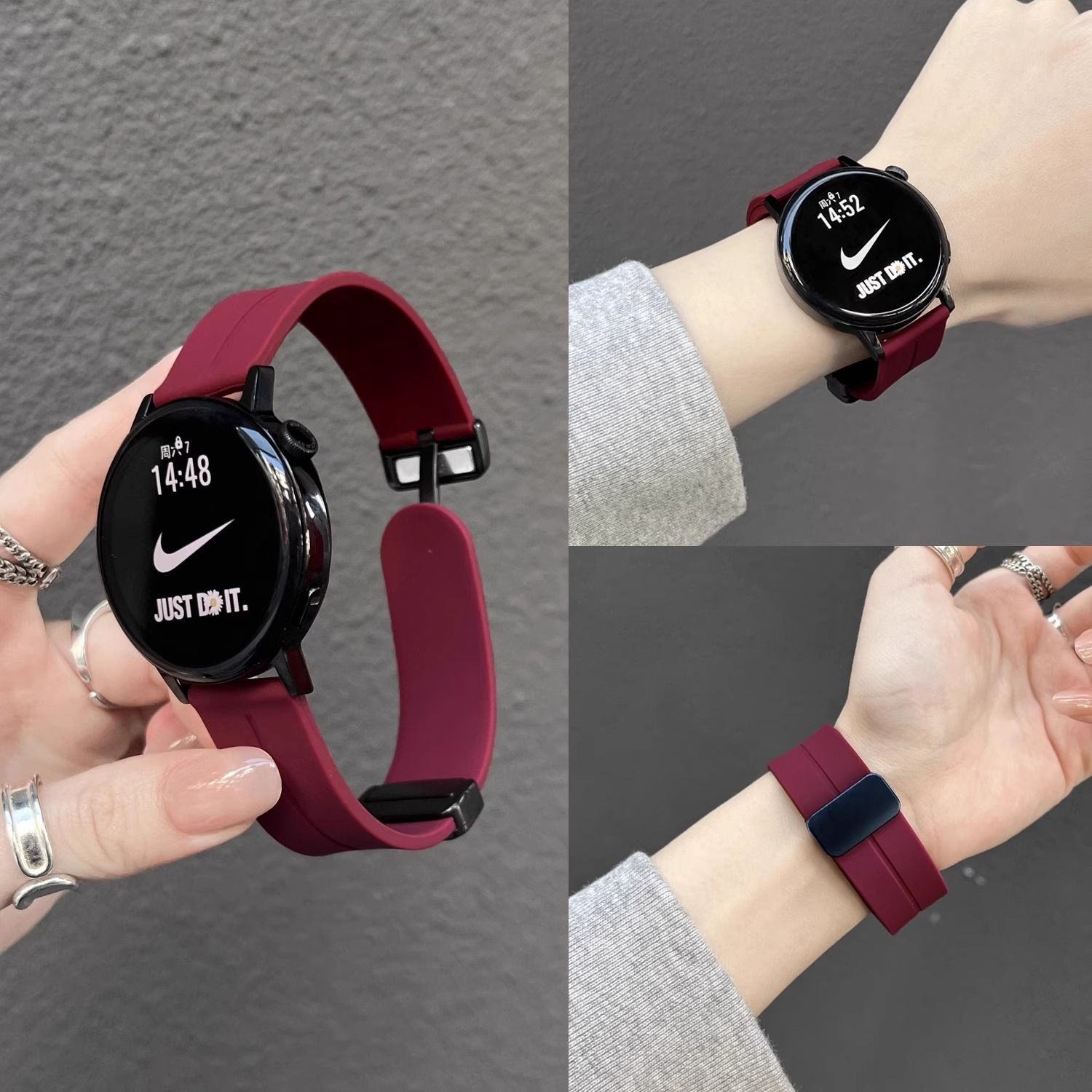 拼色硅胶磁吸扣GT6华为GT54手表表带GT3pro新款watch5男女fit适用