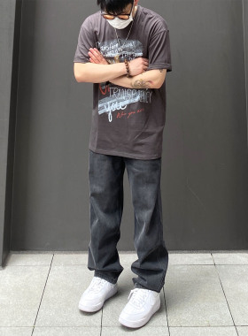 98SQUID 黑色直筒牛仔裤男女2025新款vibe风阔腿直筒宽松休闲长裤