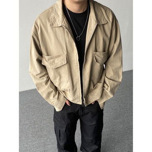 98SQUID 复古vintage巴恩风翻领夹克男女宽松古着休闲外套潮 美式