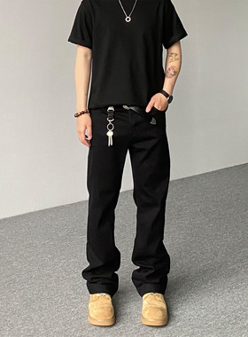 98SQUID 美式高街cleanfit微喇牛仔裤男女高街简约百搭休闲长裤潮