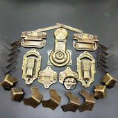 中式 锁扣拉手合页包角复古全套 仿古箱扣樟木箱子五金纯铜配件老式