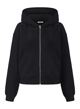 PINZ HOW原创设计极寒超厚0压黑色仿羊羔绒拉链时尚连帽短款卫衣