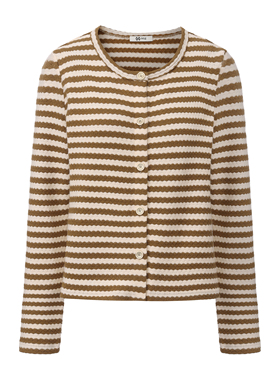 PINZ HOW原创福蝶巴素兰蝴蝶编织条纹圆领长袖保暖加厚开衫毛衣