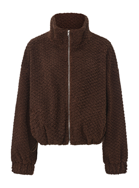 PINZ HOW绵羊毛手感提花菠萝格摇粒绒时尚超软简奢慵懒风保暖外套