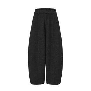 橡筋腰弹力高奢老钱风西裤 PINZ HOW醋酸绵羊毛混纺毛呢九分萝卜裤