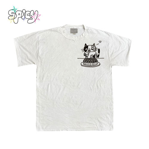 金枪小鱼 馋嘴小猫咪简约休闲百搭修身线稿短袖通勤ootd日常短袖