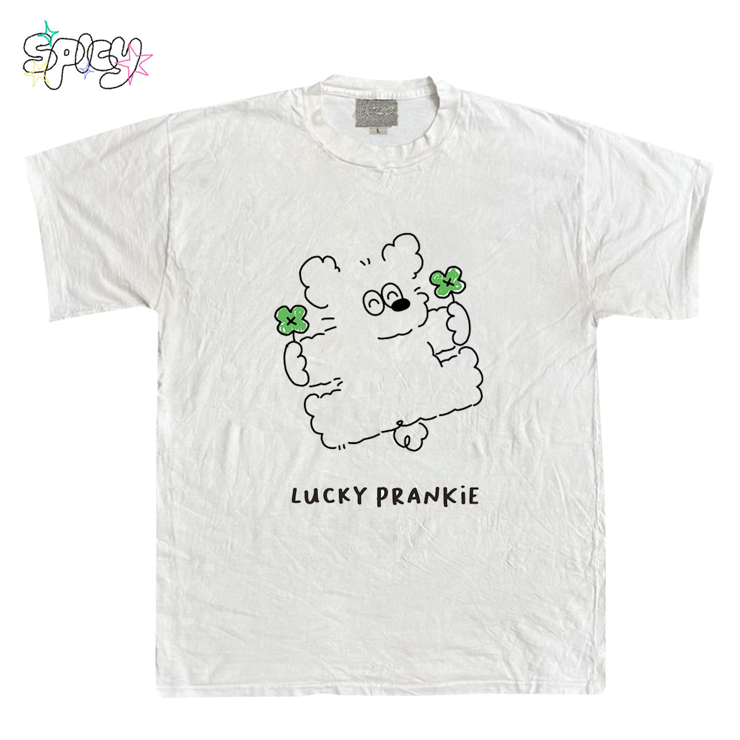 金枪小鱼 快乐小狗简笔画短袖ins圆领基础款T恤ootd日常穿搭