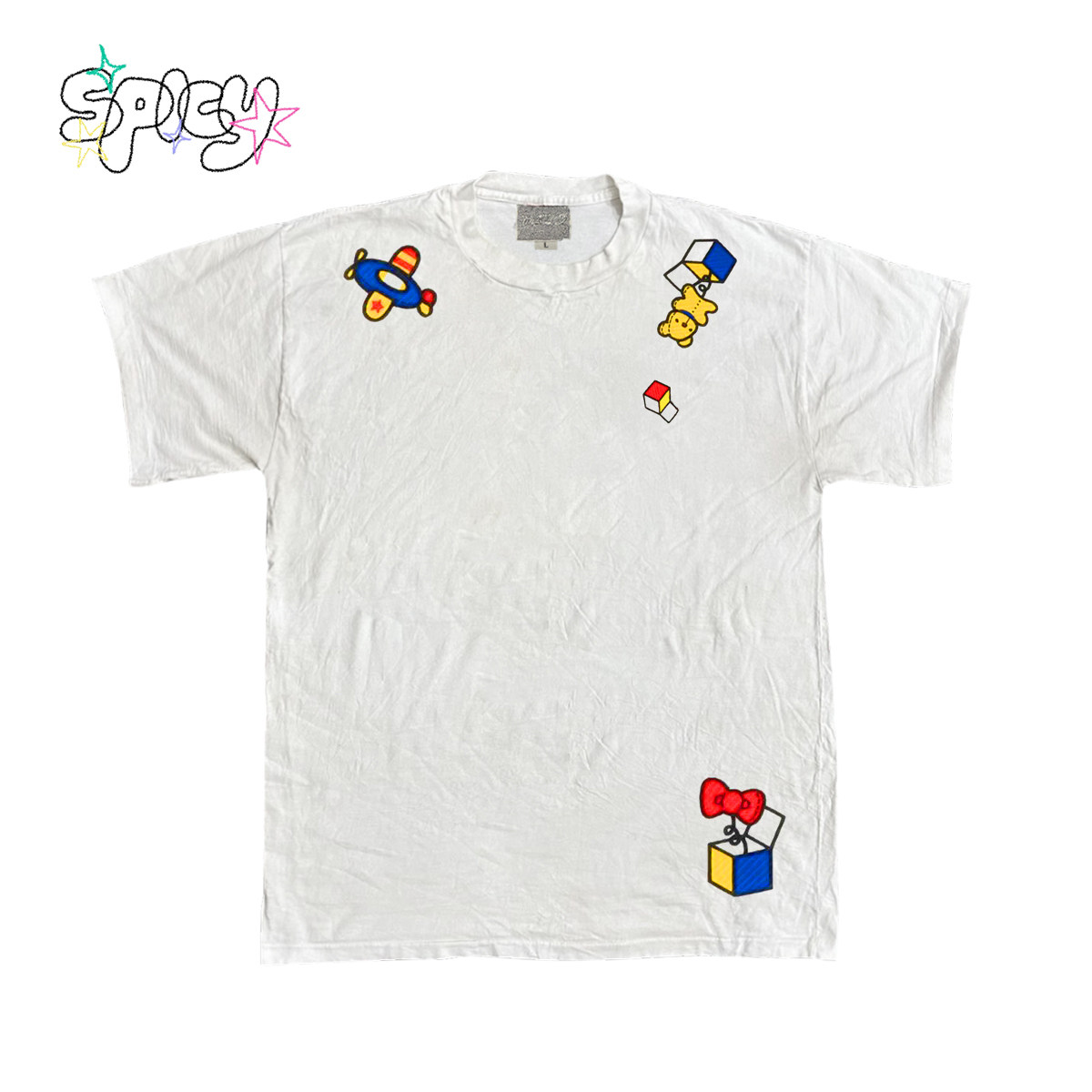 金枪小鱼 简笔画短袖印花圆领夏日休闲T恤ootd日常穿搭简约基础款