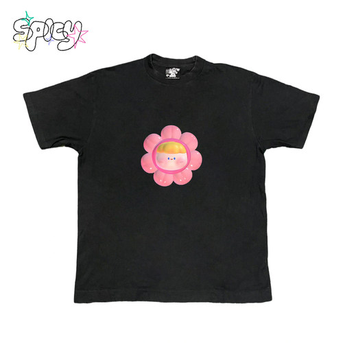 金枪小鱼 萌系花花oversize短袖上衣纯棉基础款卡哇伊T恤日常穿搭
