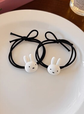 韩系可爱兔子造型皮筋黑色发绳少女头饰发饰简约甜美小发绳高弹力